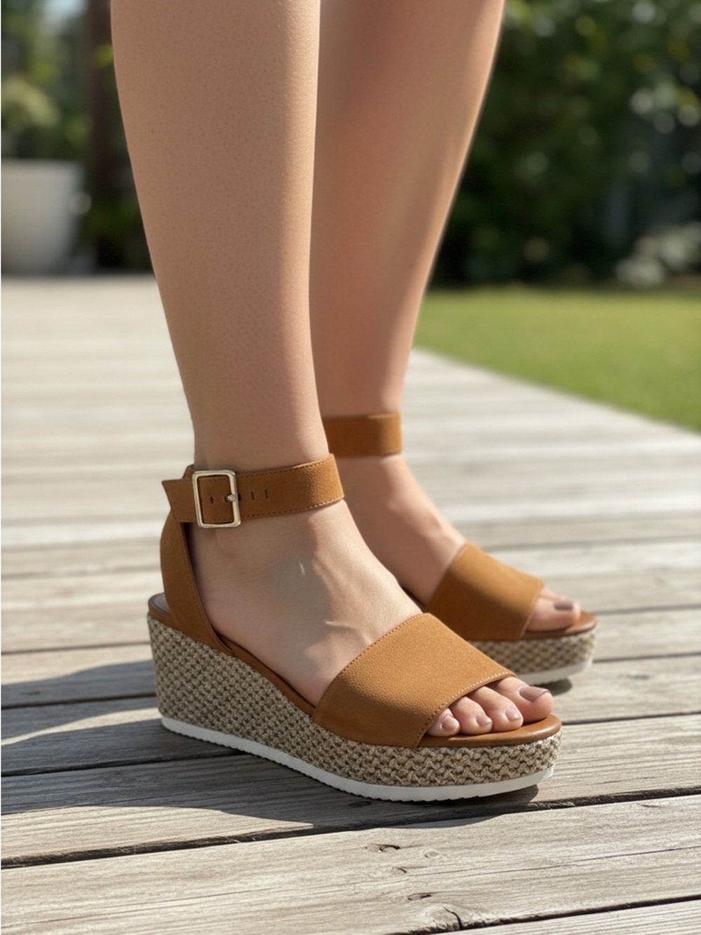 Geox D Lipari A Suede Espadrille‎ Wedge Sandals, Tan Brown, US 9.5/EU 39.5, NWT